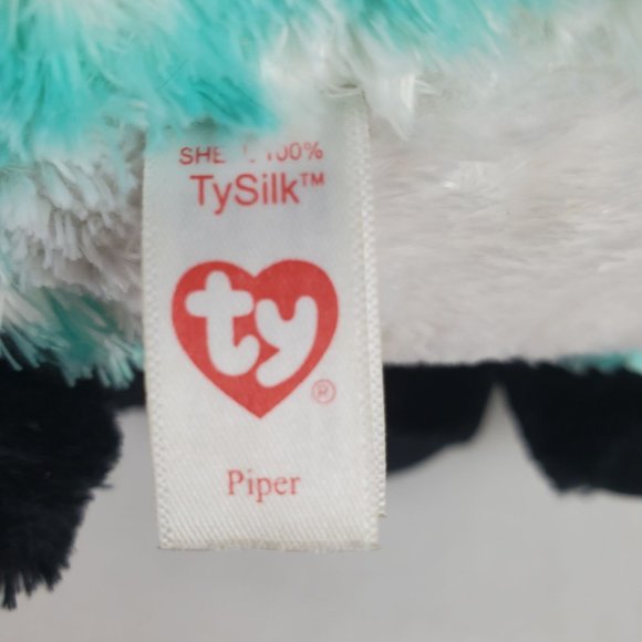 Ty Beanie Boo Piper The Fox Plush Large 16" Aqua Chevron Claires Exclusive - Picture 8 of 9